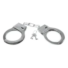 Algema Metal Fantasia Policial Profissional Aço Corrente Cor Cromado Foto mini 2