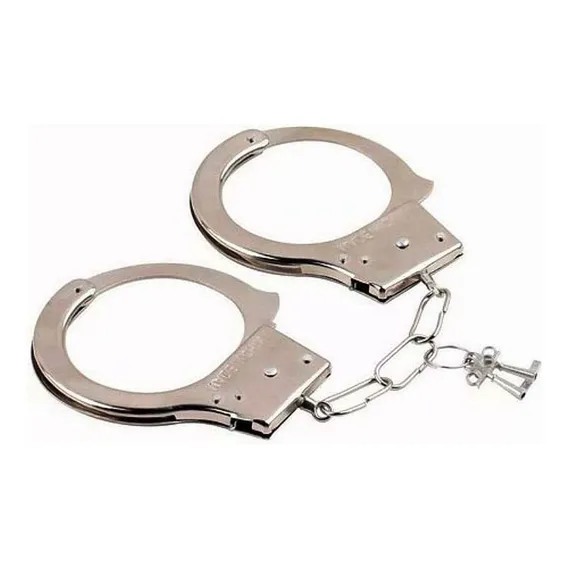 Algema Metal Fantasia Policial Profissional Aço Corrente Cor Cromado Foto 1