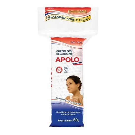 Algodão Apolo Quadrados Zip Lock 50g (embalagem Abre Fecha) Foto 1