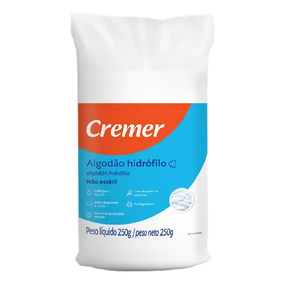 Algodão Hidrófilo Cremer Rolo 250g Não Estéril Foto 1