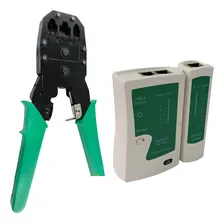 Alicate Crimpar Rj45 E Rj11 + Testador Cabos Rede Telefonia Foto  mini 1