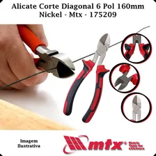 Alicate De Corte Diagonal 6 Pol 160mm Nickelado 175209 MTX Foto mini  3