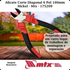 Alicate De Corte Diagonal 6 Pol 160mm Nickelado 175209 MTX Foto mini  2