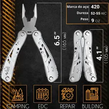 Alicate Multifunção Canivete Prata Com 10 Ferramentas Multiuso Aventura Inox Uso Diário Foto mini 3