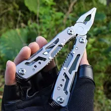 Alicate Multifunção Canivete Prata Com 10 Ferramentas Multiuso Aventura Inox Uso Diário Foto mini 2