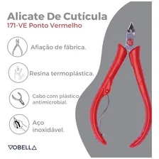 Alicate Mundial Em Inox Cabo Emborrachado Cutícula Manicure Cor Vermelho Foto mini  3