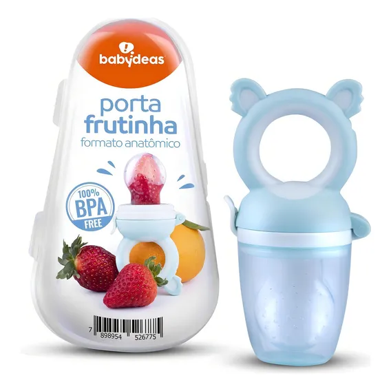 Alimentador Porta Frutinhas Babydeas Azul 6 Meses Silicone Foto 1