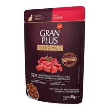 Alimento Gran Plus Pack com 18 Unidades Ração Úmida Gran Plus Gourmet Gatos Carne Sachê 85g para gato adulto sabor carne kit x 18 unidades de 85 g Foto mini 2