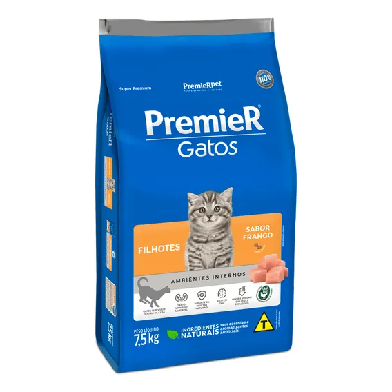 Alimento Premier Super Premium Premier Gatos para gato gatinho sabor frango de 7.5 kg Foto 1