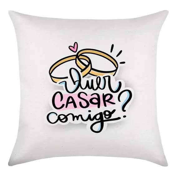 Almofada 30x30 Quer Casar Comigo Frase Alianca Cor Branco Foto 1