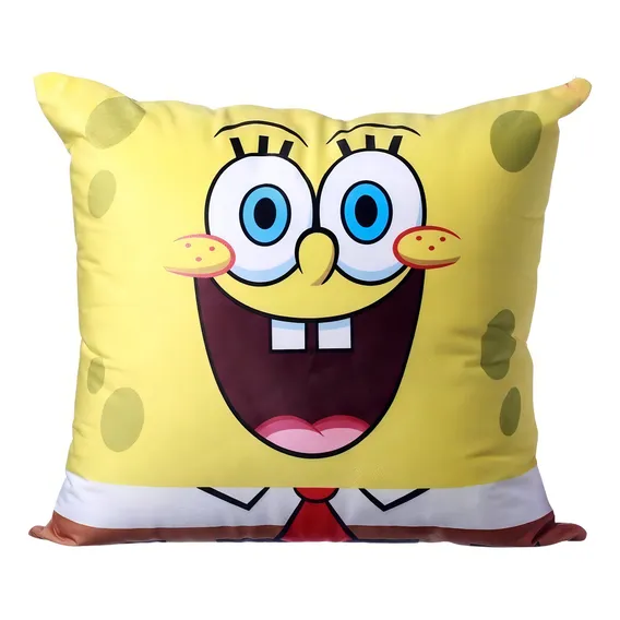 Almofada Bob Esponja Aveludada 40x40cm Licenciada Cor Amarelo Foto 1