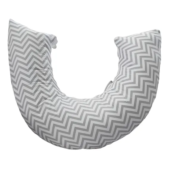 Almofada De Amamentação Chevron Zigzag Cinza Com Branco Foto 1