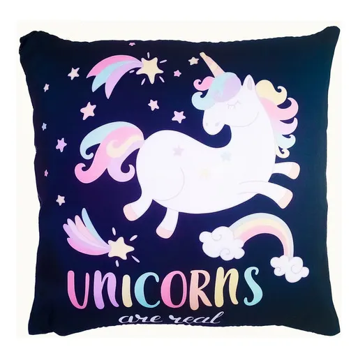Almofada Decorada Divertida Unicórnios São Reais 40cm Grande Foto 1