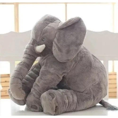 Almofada Elefante PelĂșcia 60cm Travesseiro BebĂȘ AntialĂ©rgico Cor Cinza Foto 1