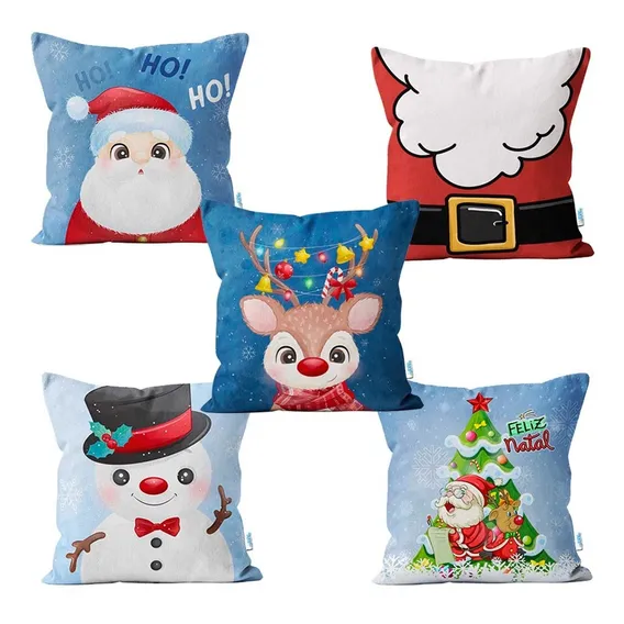 Almofada Natalina 5 20x20cm Papai Noel Decoração Natal Cor Estampa Natal Foto 1