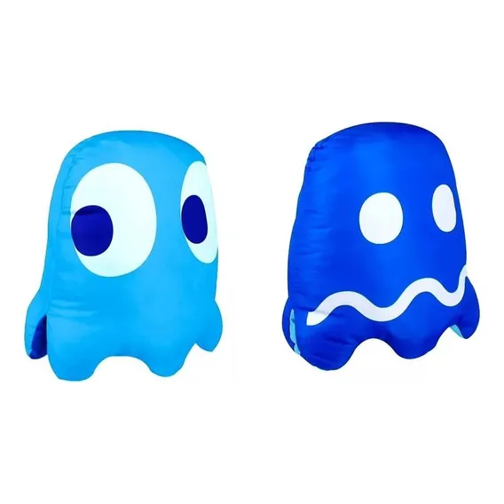 Almofada Pac-man Fantasma Azul Inky - Reversível Desenho Do Tecido Pac Man Foto 1