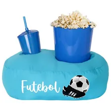 Almofada Porta Pipoca Azul Infantil Futebol Foto  mini 1