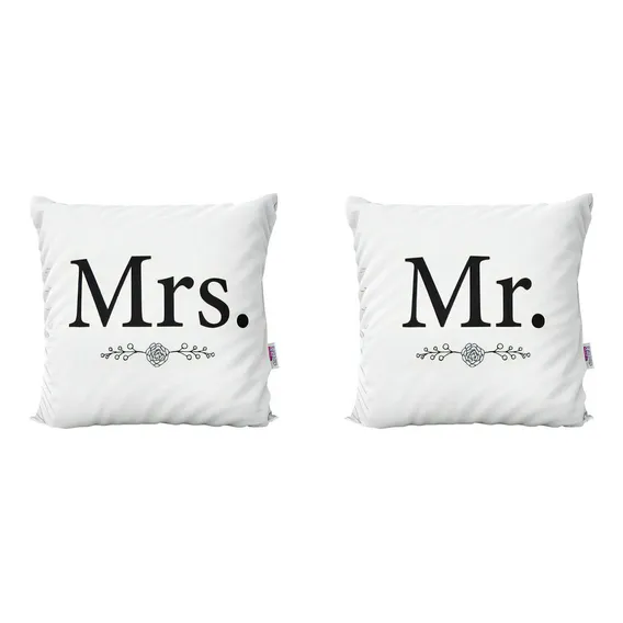 Almofadas E Decorativas Mr E Mrs Para Sala 40x40 Foto 1