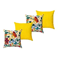 Almofadas Gigantes Para Sofá 70x70 Luxuosas Floral Amarelo Desenho do tecido Florido Foto mini 4