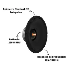 Alto Falante Magnum Woofer Trio 12'' 250w Rms 4 Ou 8 Ohms Cor Preto Foto mini 2
