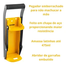 Amassador De Latinha Latas e Latão até 475ml Com Abridor De Garrafa Vonder Em Aço Resistente Foto mini 4