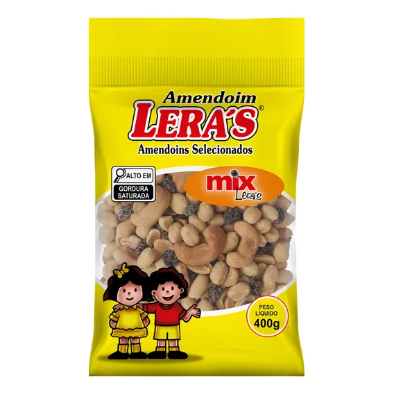 Amendoim Frito Mix Castanhas E Uva Passa Sem Pele 400g Leras Foto 1