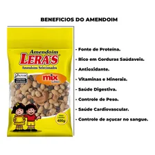 Amendoim Frito Mix Castanhas E Uva Passa Sem Pele 400g Leras Foto mini 2