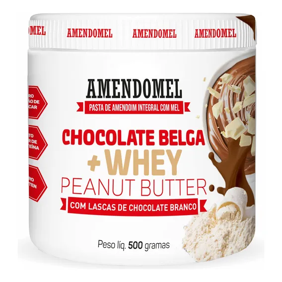 Amendomel 500g Chocolate Belga + Whey - Thiani Foto 1