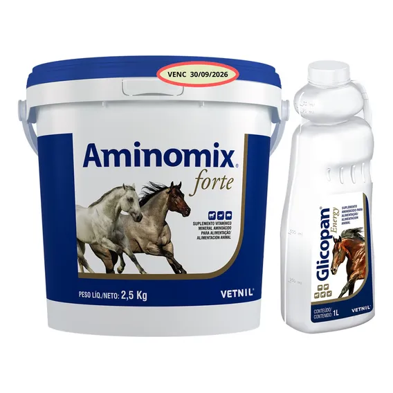 Aminomix Forte 2,5kg + Glicopan Energy 1 Litro Vetnil Foto 1