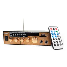 Amplificador Áudio Receiver Bluetooth Som 110v Usb Le-705 Cor Preto E Dourado Foto mini  3