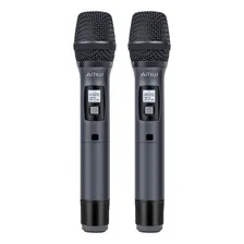 AMW Au300 Microfone Sem Fio Duplo Digital UHF Multibanda Dois Bastões em Metal + Estojo Cor Cinza escuro Foto mini 3