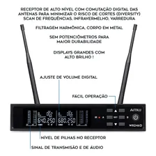 AMW Au300 Microfone Sem Fio Duplo Digital UHF Multibanda Dois Bastões em Metal + Estojo Cor Cinza escuro Foto mini 2