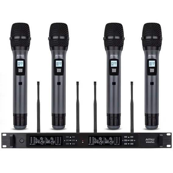 Amw Au5000 Microfone Sem Fio 4 Canais Uhf Digital + Estojo ! Cor Preto Foto 1
