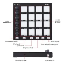 Amw Xpad V2 Controlador Midi Dj Usb Com 16 Pads Sensíveis Ao Toque 6 Faders Direcionáveis E Funcionalidades Extras Foto mini 4