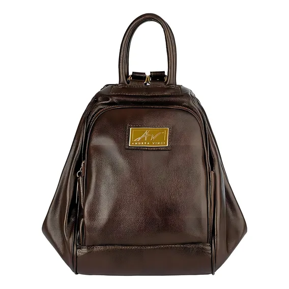 Andrea Vinci Mochila Saco De Couro Legítimo 3 Em 1 Sabrina Café Desenho do tecido AV5075-LI Foto 1