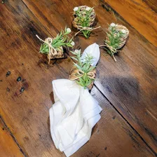 Anel Porta Guardanapo Fibra Natural Flor Kit 4pc Mesa Posta Foto mini 2