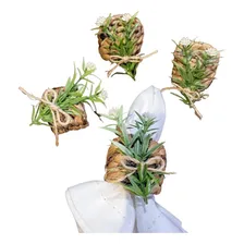 Anel Porta Guardanapo Fibra Natural Flor Kit 4pc Mesa Posta Foto mini 1