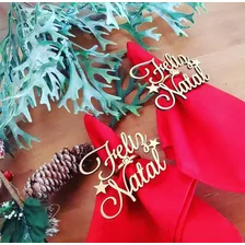 Anel Porta Guardanapos Feliz Natal Mdf - Dourado 10 Peças Foto mini 2