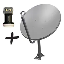 Antena Digital Chapa Parabolica 60cm Ku + Lnbf Duplo Foto mini 1