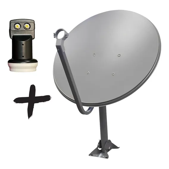 Antena Digital Chapa Parabolica 60cm Ku + Lnbf Duplo Foto 1