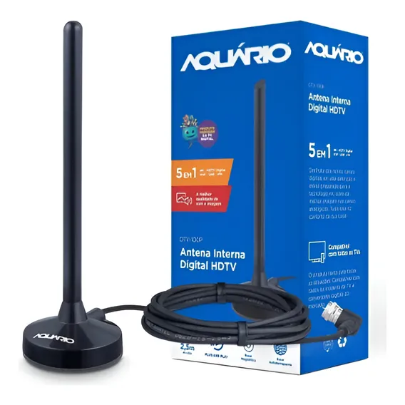 Antena Interna Digital Hdtv Cabo 2,5 Mt Dtv-100p AquƔrio Foto 1