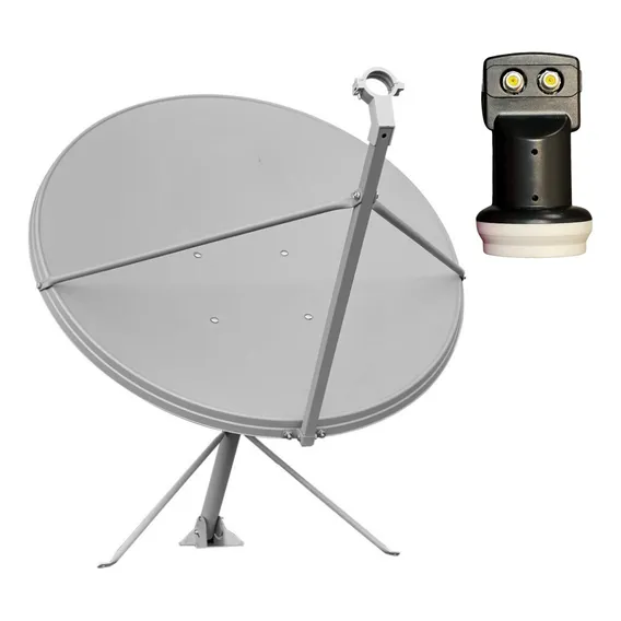 Antena Parabólica Digital Chapa 90cm Banda Ku + Lnbf Duplo Foto 1