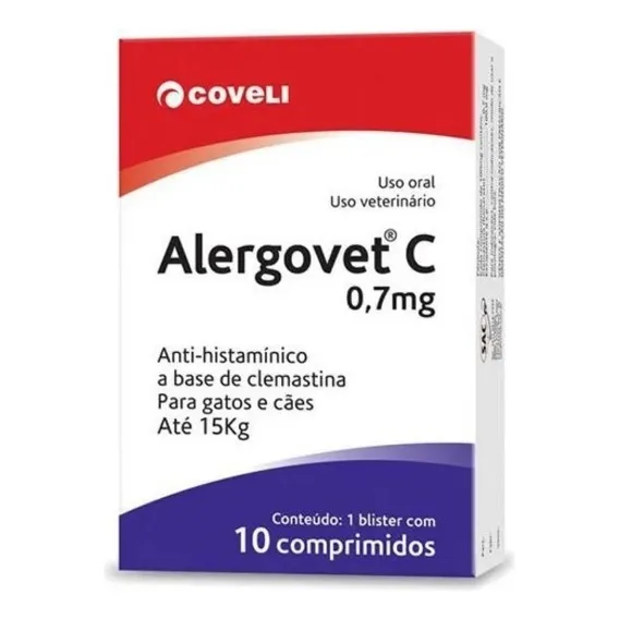Anti-histamínico Alergovet Cães E Gatos Coveli - 0,7mg Foto 1