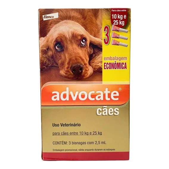 Anti Pulgas Advocate Cães Entre 10 A 25 Kg Com 3 Pipetas Foto 1