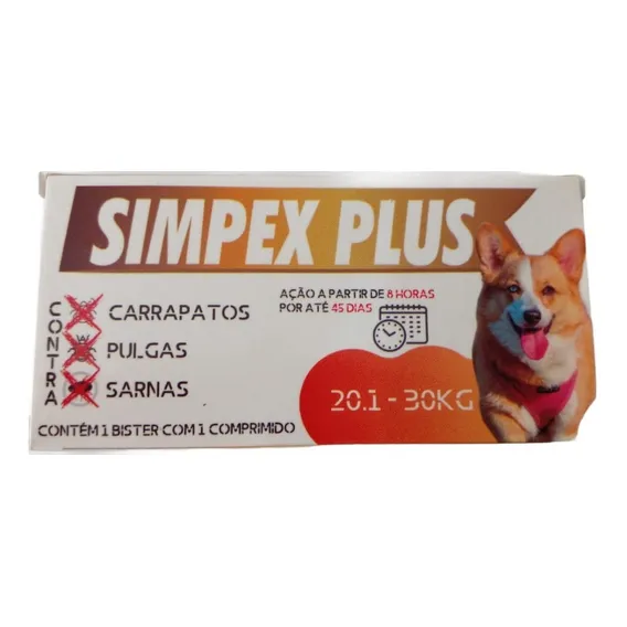 Anti Pulgas, Carrapatos E Sarnas 20 - 30kg - Simpex Plus Foto 1