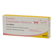 Antibiótico Synulox 50mg Com 10 Comprimidos - Zoetis Cor Branco Foto  mini 1