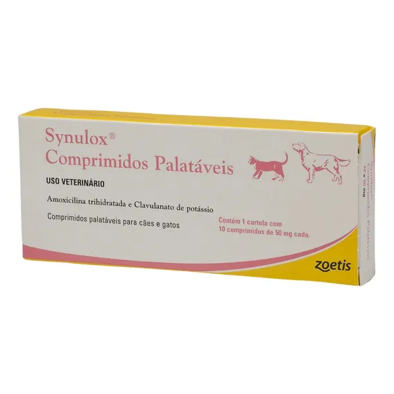 Antibiótico Synulox 50mg Com 10 Comprimidos - Zoetis Cor Branco Foto 1