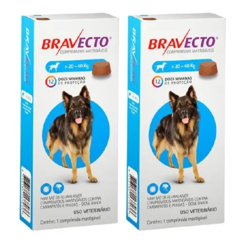 Antipulgas Bravecto Msd Cães 20-40kg - 2 Comp. 100% Foto 1