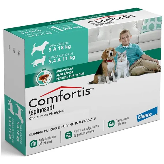 Antipulgas Comfortis Elanco Cães 9 A 18kg E Gatos 5,4 A 11kg Foto 1