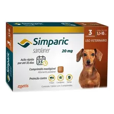 Antipulgas Simparic 20mg 5 A 10kg - 3 Comprimidos Cor Marrom Foto  mini 1